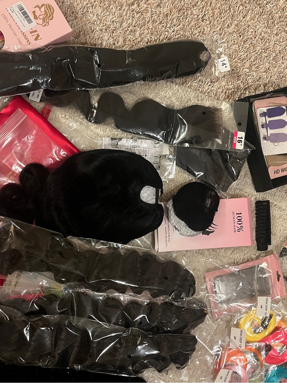 NWT Huge Assorted Real Human Hair Wigs & Extensions few synthetic pieces Bundle - Picture 4 of 15